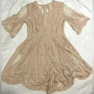 Boutique Lace Romper with Embroidered Detail